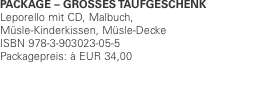 Package – grosses Taufgeschenk Leporello mit CD, Malbuch, Müsle